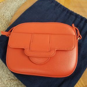 BROOKS BROTHERS Mini Leather Crossbody Orange Bag Made in Italy
